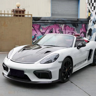 Capot Avant Carbone Porsche 718 981 911 Cayman Boxster - vue de trois-quarts - Becquet Voiture