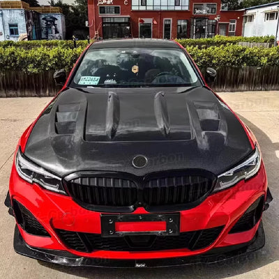 Capot Carbone BMW Série 3 G20 G28 2019-2025 - vue de trois-quarts - Becquet Voiture
