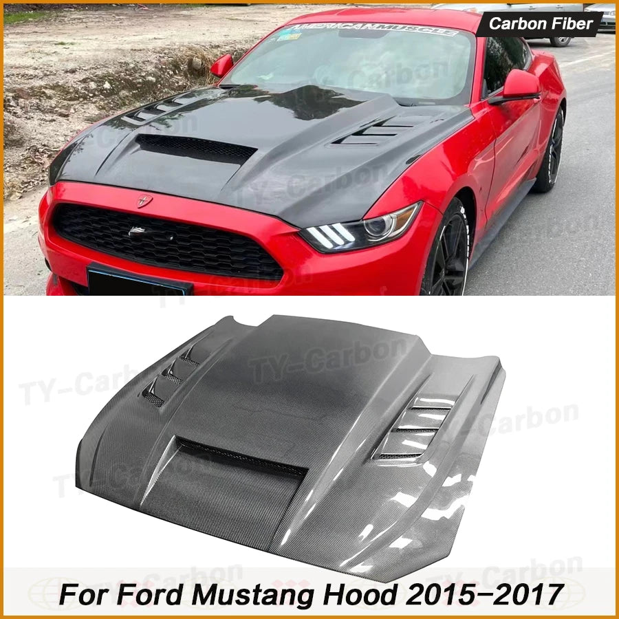 Capot Carbone Ford Mustang 2015-2017 Style TF - vue de face - Becquet Voiture