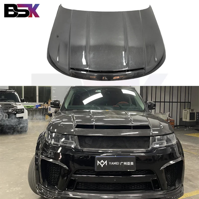 Capot en Fibre de Carbone Range Rover Sport 2014-2022 - vue de face - Becquet Voiture