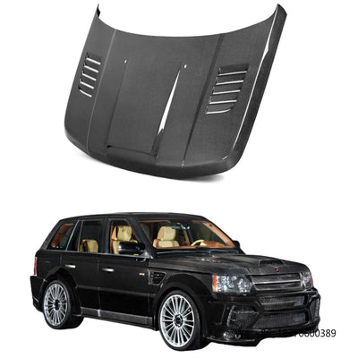 Capot en Fibre de Carbone Range Rover Sport L320 2010 - vue de face - Becquet Voiture
