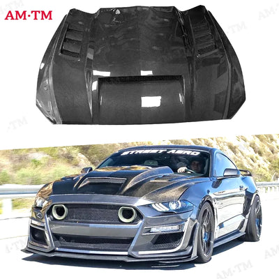 Capot Fibre de Carbone Ford Mustang 2015-2017 - vue de face - Becquet Voiture