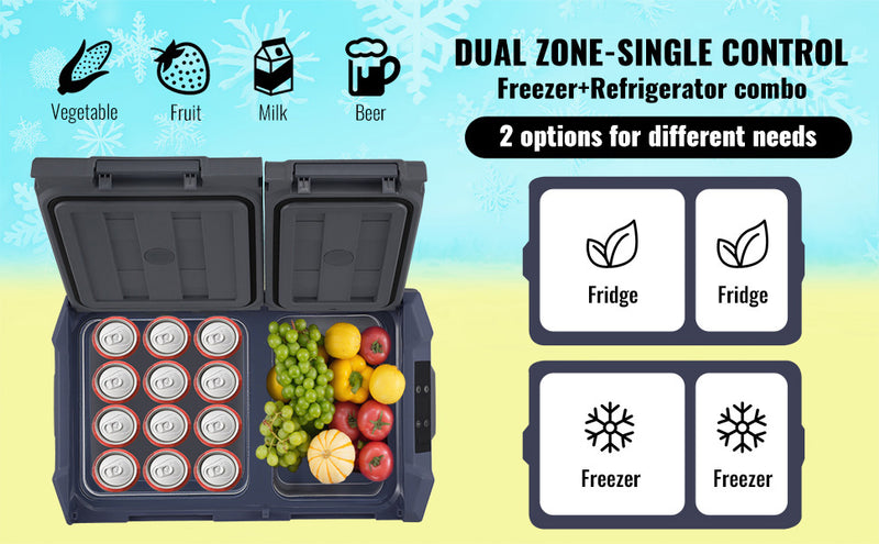 Réfrigérateur de Voiture Double Zone 25 à 40 L Congélateur Portable à Compresseur 12/24 V