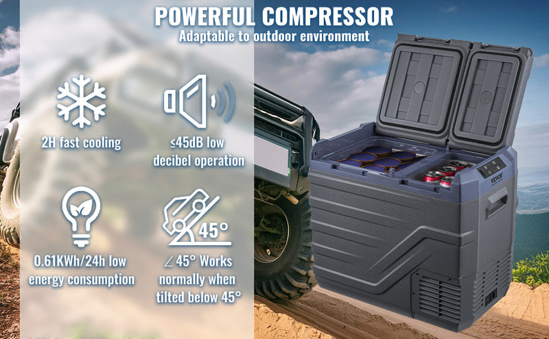 Réfrigérateur de Voiture Double Zone 25 à 40 L Congélateur Portable à Compresseur 12/24 V