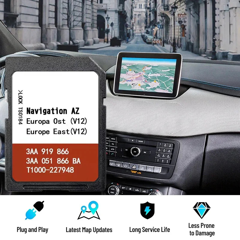 Carte SD GPS RNS 315 VW Seat Skoda Europe de l'Est - vue de face - Becquet Voiture