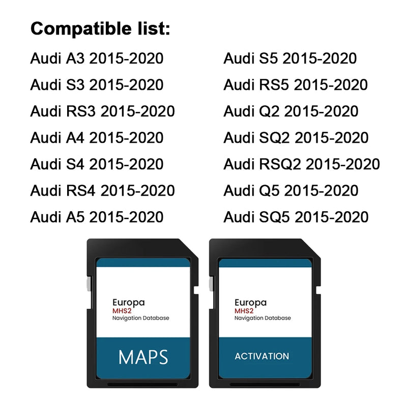 SD-Karte GPS-Navigation Audi A3 A4 A5 Q5 2015–2020 - Studio-Packshot - Becquet Voiture