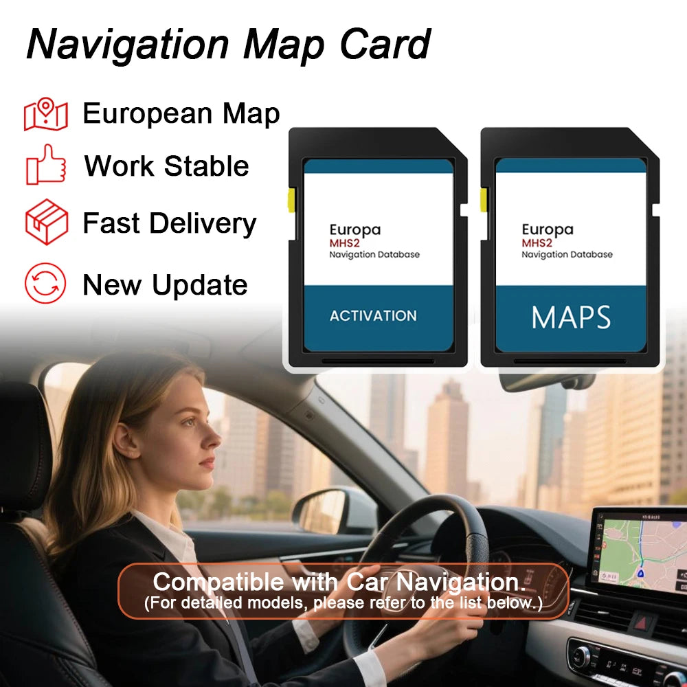 Carte SD Navigation GPS Audi A3 A4 A5 Q5 2015-2020 - vue de face - Becquet Voiture