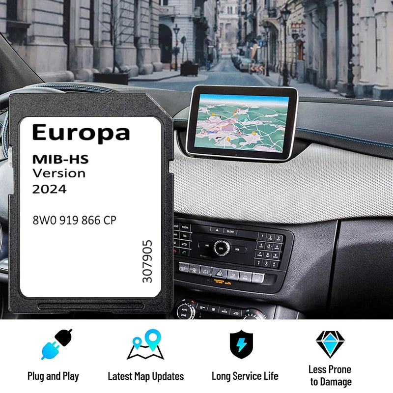 SD-Karte GPS-Navigation Audi MIB-HS Europa 2024 - Vorderansicht - Becquet Voiture