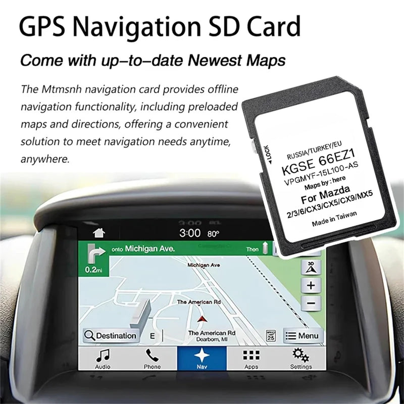 Carte SD Navigation GPS Mazda 3 6 CX-5 Europe 2024 - installé sur véhicule - Becquet Voiture