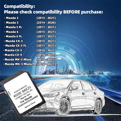 Carte SD Navigation GPS Mazda 3 6 CX-5 Europe 2024 - vue arrière - Becquet Voiture