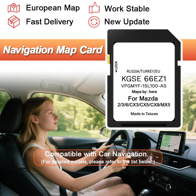 Carte SD Navigation GPS Mazda 3 6 CX-5 Europe 2024 - vue de face - Becquet Voiture