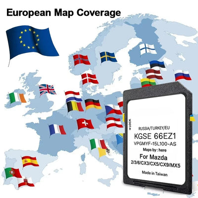 Carte SD Navigation GPS Mazda 3 6 CX-5 Europe 2024 - vue de profil - Becquet Voiture