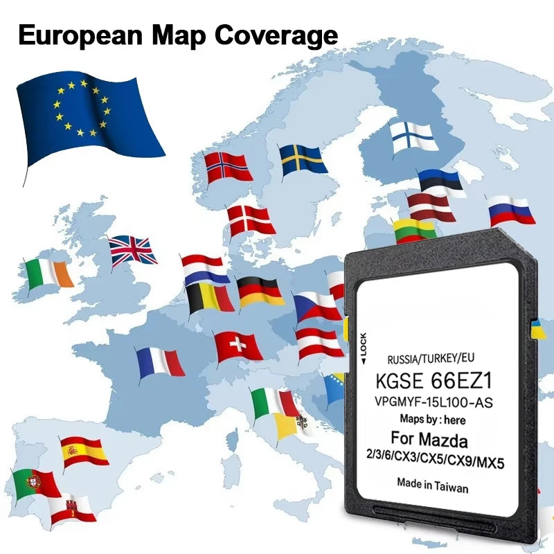 Carte SD Navigation GPS Mazda 3 6 CX-5 Europe 2024 - vue de profil - Becquet Voiture