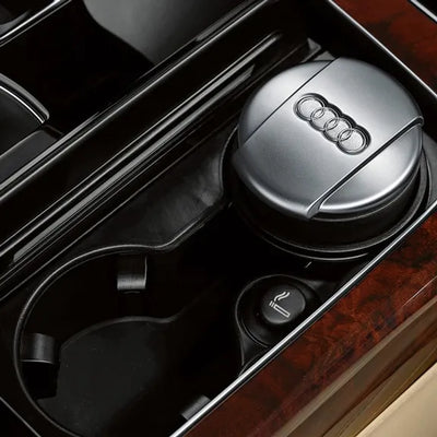 Cendrier Audi 100% Original Plastique Alu Brossé Mat - vue de face - Becquet Voiture