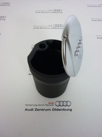 Cendrier Audi 100% Original Plastique Alu Brossé Mat - vue de profil - Becquet Voiture