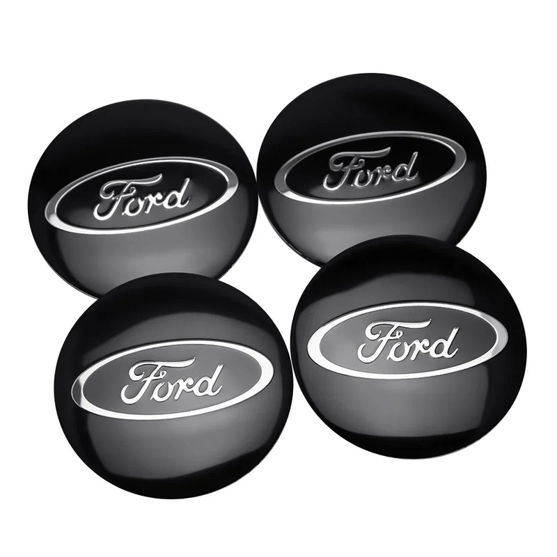 Centre De Roues Ford ST Noir Chrome Rouge Bleu 54mm - vue de face - Becquet Voiture