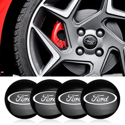Centre De Roues Ford ST Noir Chrome Rouge Bleu 54mm - vue de profil - Becquet Voiture