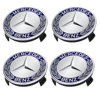Radkappen Mercedes 75mm Schwarz Chrom Blau - am Fahrzeug montiert - Becquet Voiture