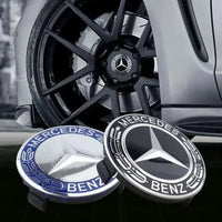 Radkappen Mercedes 75mm Schwarz Chrom Blau - Rückansicht - Becquet Voiture