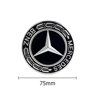 Centre de Roues Mercedes 75mm Noir Chrome Bleu - vue de dessus - Becquet Voiture