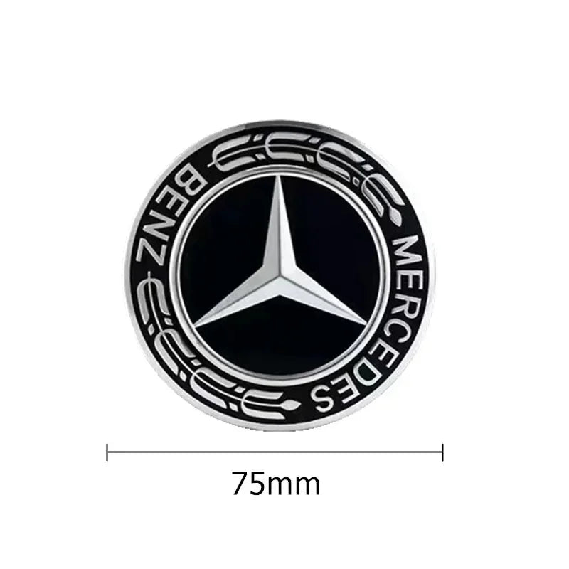 Radkappen Mercedes 75mm Schwarz Chrom Blau - Draufsicht - Becquet Voiture