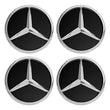 Centre de Roues Mercedes 75mm Noir Chrome Bleu