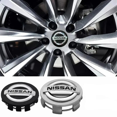 Centre de Roues Nissan 54mm 60mm Noir Chrome - vue de profil - Becquet Voiture