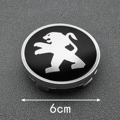 Centre de Roues Peugeot 56mm 60mm Noir Chrome - packshot studio - Becquet Voiture
