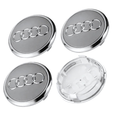 Centre Roue Audi 60mm 61mm 68mm 69mm Noir Gris x4 - en situation - Becquet Voiture