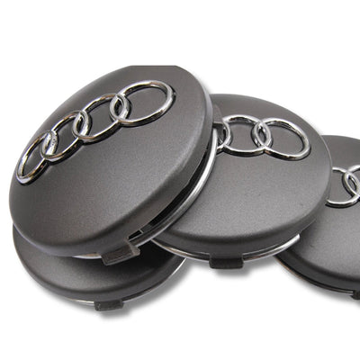 Centre Roue Audi 60mm 61mm 68mm 69mm Noir Gris x4 - vue arrière 2 - Becquet Voiture