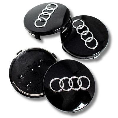 Centre Roue Audi 60mm 61mm 68mm 69mm Noir Gris x4 - vue de dessus - Becquet Voiture