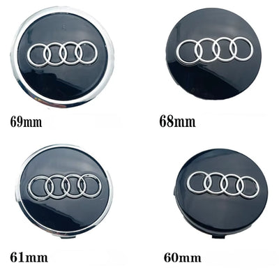 Centre Roue Audi 60mm 61mm 68mm 69mm Noir Gris x4 - vue de face 2 - Becquet Voiture