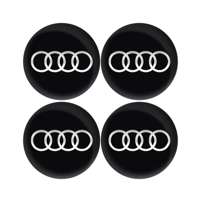 Centre Roue Audi 60mm 61mm 68mm 69mm Noir Gris x4 - vue de face - Becquet Voiture