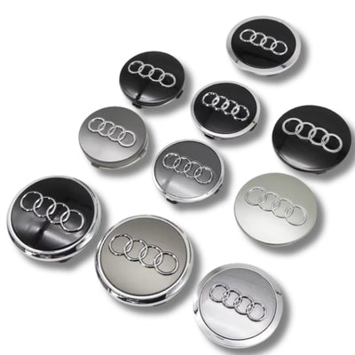 Centre Roue Audi 60mm 61mm 68mm 69mm Noir Gris x4 - vue de profil 2 - Becquet Voiture