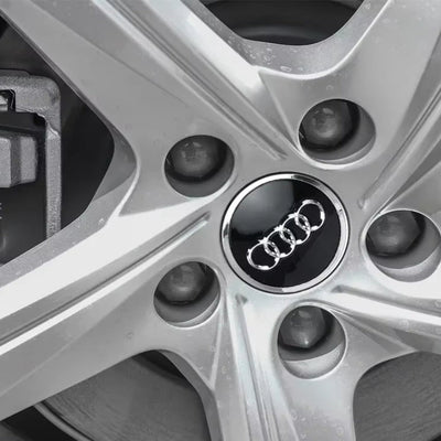 Centre Roue Audi 60mm 61mm 68mm 69mm Noir Gris x4 - vue de profil - Becquet Voiture