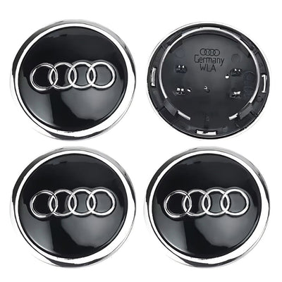 Centre Roue Audi 60mm 61mm 68mm 69mm Noir Gris x4 - vue rapprochée - Becquet Voiture