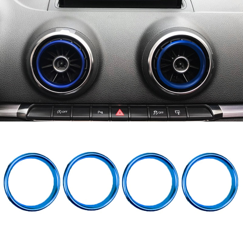 Aluminum Vent Rings Audi A3 S3 RS3 8V - close-up view - Becquet Voiture