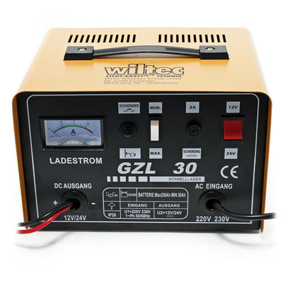 Chargeur Batterie Auto 16A Rapide 12V 24V - vue de trois-quarts - Becquet Voiture
