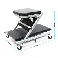 2-in-1 Mechanic Inspection Cart with 150 kg Seat - side view - Becquet Voiture