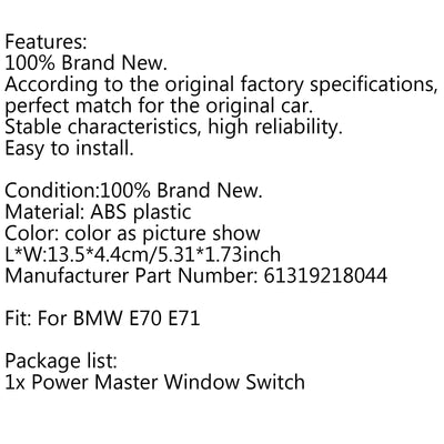 Commutateur Fenêtre et Rétroviseur Conducteur BMW E70 E71 - packshot studio - Becquet Voiture