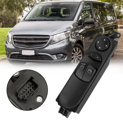 Commutateur Fenêtre Principal Mercedes Benz Valente Vito Mixto W639 Noir - vue de face - Becquet Voiture