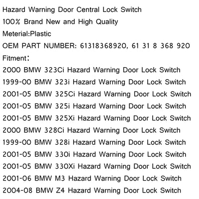Commutateur Verrouillage Central Porte BMW E46 E53 E85 - installé sur véhicule - Becquet Voiture