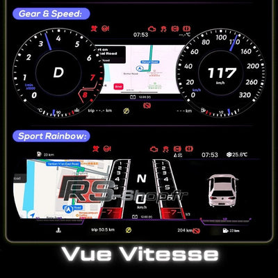 Compteur LCD Virtuel Digital VW Golf Leon - en situation - Becquet Voiture