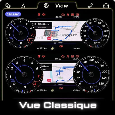 Compteur LCD Virtuel Digital VW Golf Leon - vue de dessus - Becquet Voiture