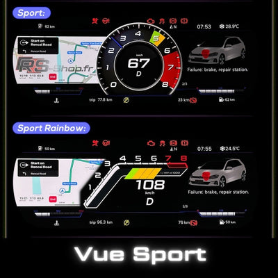Compteur LCD Virtuel Digital VW Golf Leon - vue de face 2 - Becquet Voiture