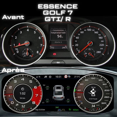 Compteur LCD Virtuel Digital VW Golf Leon - vue rapprochée - Becquet Voiture