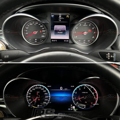 Compteur Virtual Cockpit Mercedes W204 W205 GLC - vue de profil - Becquet Voiture