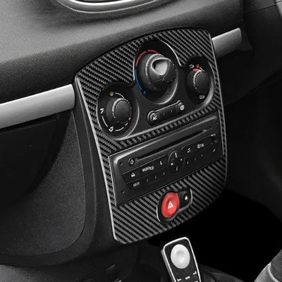 Console Centrale Carbone 3D Clio 3 Imitation Noir - vue de profil - Becquet Voiture