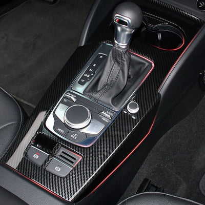 Console Centrale Carbone Audi A3 S3 RS3 8V - vue de profil - Becquet Voiture