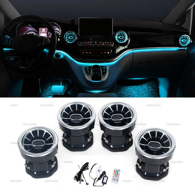 Contours de Ventilation Ambiance LED Mercedes Classe V W447 - vue de face - Becquet Voiture